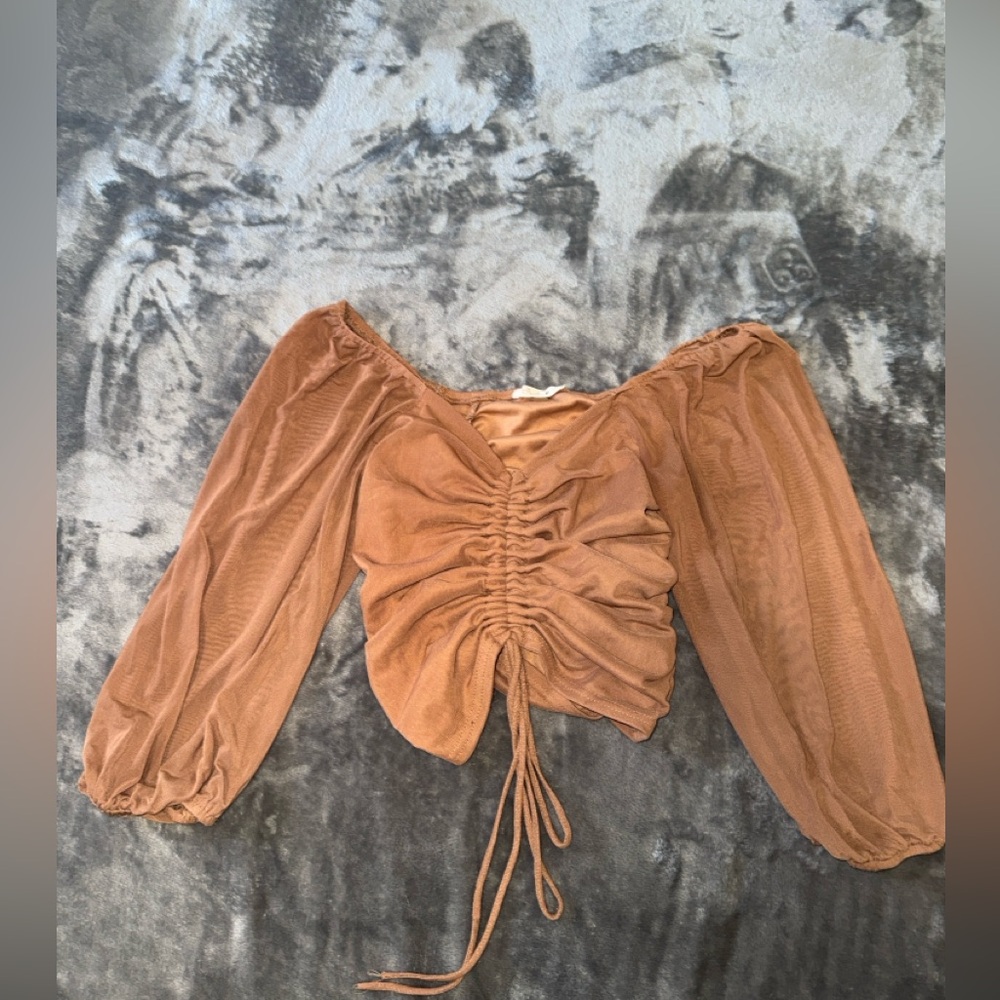 Blush Camel Ruched Blouse